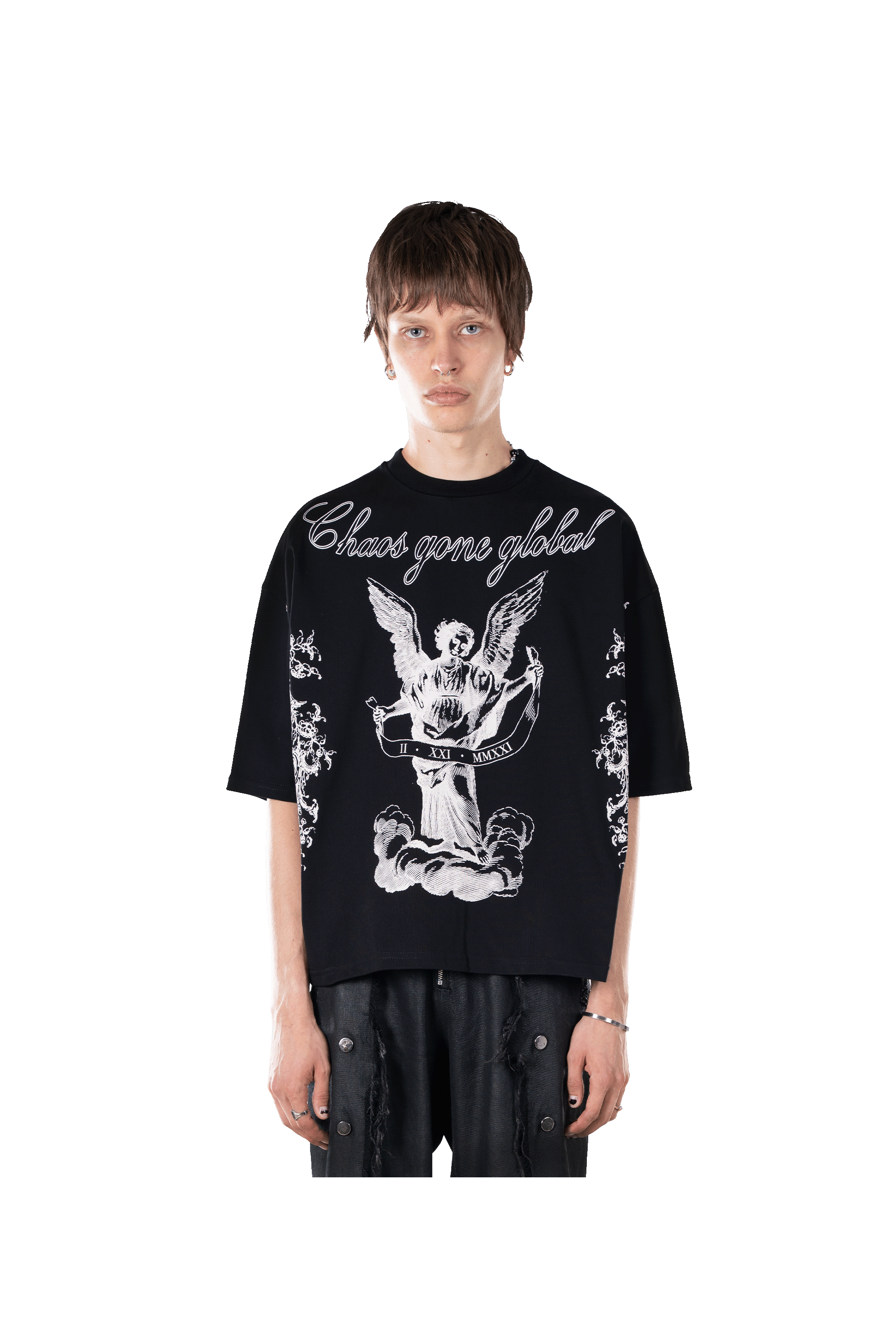 Angel Shorter Fit Black T-shirt